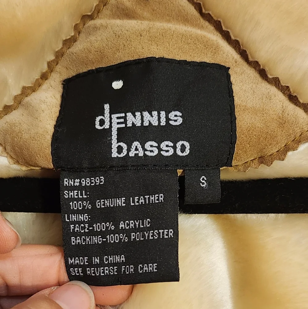 Dennis Basso Faux Fur Lined Leather Coat, Genuine Leather, Tan Leather, Small - Picture 4 of 8